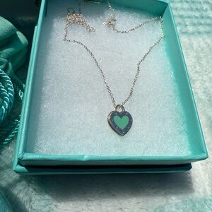 Tiffany & Co. Silver Return To Love Blue Enamel Heart Necklace